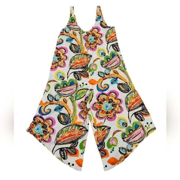 Jams World Pants - Jams World 'Indio' Colorful Abstract Floral Capri Jumpsuit/Romper | M